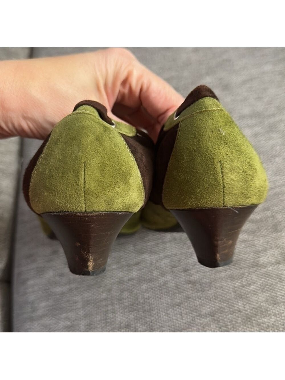 Women’s Diane B Milano Suede Green Brown Shoes Vintage Italy 38.5 Used - Picture 9 of 16
